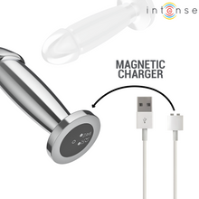 Carregar imagem no visualizador da galeria, Plug anal metálico com vibração e comando - 11.8cm - M - Intense
