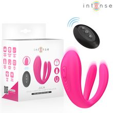 Carregar imagem no visualizador da galeria, Vibrador duplo - para casal - com estimulador vaginal e clitóris e comando - Julia - Intense
