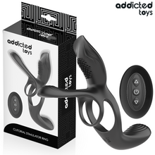 Carregar imagem no visualizador da galeria, Vibrador para casal/engrossador de pénis com estimulador de clitóris, anel duplo para pénis e testículos e comando - Clitorial stimulator ring -Addicted Toys

