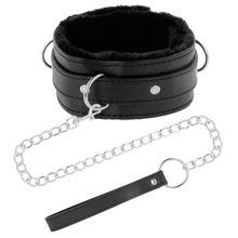 Carregar imagem no visualizador da galeria, Coleira e trela - Black furry collar with leash - Darkness
