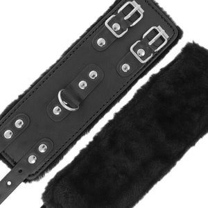 Algemas ajustáveis e forradas com pelo - Wide black handcuffs with fur - Darkness