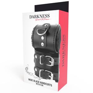 Algemas ajustáveis e forradas com pelo - Wide black handcuffs with fur - Darkness