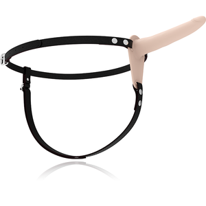 Strap-on com vibração - 15,5cm - Recarregável - Bege - Silicone Vibrating Strap-On - Fetish Submissive