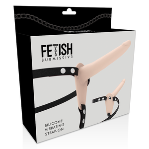 Strap-on com vibração - 15,5cm - Recarregável - Bege - Silicone Vibrating Strap-On - Fetish Submissive