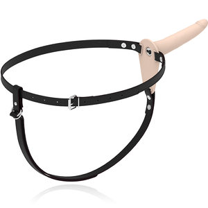 Strap-on com vibração - 15,5cm - Recarregável - Bege - Silicone Vibrating Strap-On - Fetish Submissive
