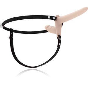 Strap-on Duplo com vibração - Bege - 15cm - Silicone vibrating double strap-on - Fetish Submissive