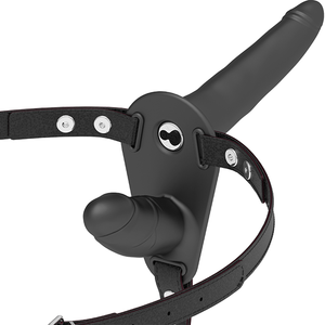 Strap-on Duplo com vibração - Preto - 15cm - Silicone vibrating double strap-on - Fetish Submissive