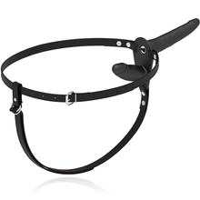 Carregar imagem no visualizador da galeria, Strap-on Duplo com vibração - Preto - 15cm - Silicone vibrating double strap-on - Fetish Submissive
