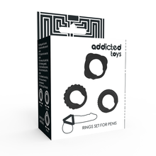 Carregar imagem no visualizador da galeria, Conjunto de 3 anéis para pénis e testículos - Ring set for penis - Addicted Toys
