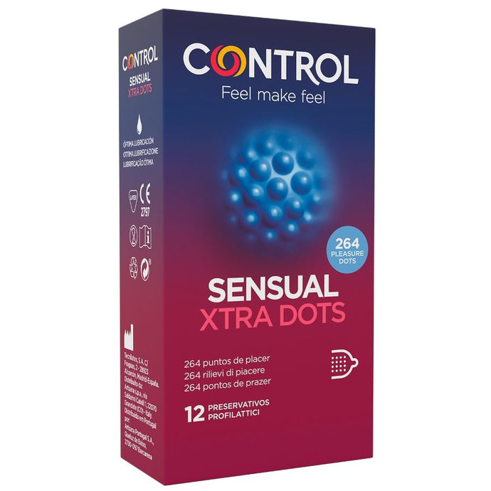 12 Preservativos com pontos e estrias - Sensual Extra Dots & Lines - Control