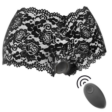 Carregar imagem no visualizador da galeria, Cueca + Vibrador para cueca / Estimulador de clitóris - Zara - Black&amp;Silver
