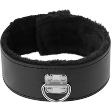 Carregar imagem no visualizador da galeria, Coleira e trela - Black furry collar with leash - Darkness
