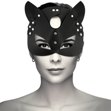 Carregar imagem no visualizador da galeria, Máscara com orelhas de gato em couro vegano - Coquette
