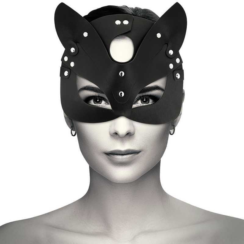 Máscara com orelhas de gato em couro vegano - Coquette