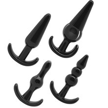 Carregar imagem no visualizador da galeria, Conjunto de 4 plugs anais pretos - Anal plug set 4 pieces - Addicted Toys
