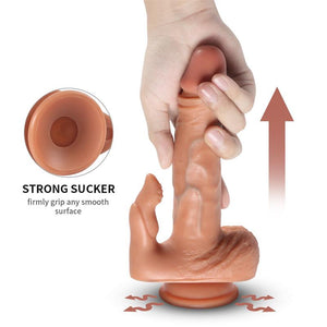 Vibrador realístico recarregável com comando e estimulador de clitóris ou anal - 21 cm - Julian - Shequ