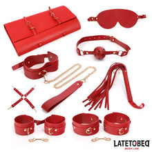 Carregar imagem no visualizador da galeria, Kit BDSM com 7 peças e bolsa de armazenamento - Vermelho - Latetobed
