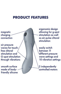 Vibrador e Estimulador de Clitóris por Ondas de Pressão - Curvy Trinity 3 - Cinza - Satisfyer