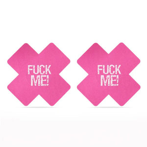 Pack 2 Tapa-mamilos em Cruz - Fuck Me - Preto e Rosa - Nipple Pastie - Love Toy