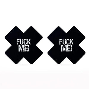Pack 2 Tapa-mamilos em Cruz - Fuck Me - Preto e Rosa - Nipple Pastie - Love Toy