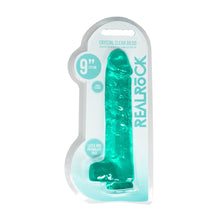 Carregar imagem no visualizador da galeria, Dildo realístico verde com testículos - 25 cm - Crystal clear dildo - Real Rock
