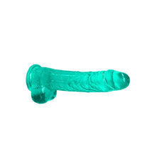 Carregar imagem no visualizador da galeria, Dildo realístico verde com testículos - 25 cm - Crystal clear dildo - Real Rock
