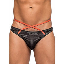 Carregar imagem no visualizador da galeria, Tanga preta e laranja - Camo net sport - Male Power
