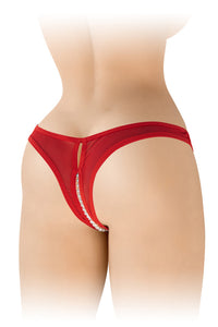 Tanga com pérolas estimulantes -  Vermelho - Sophie - Fashion Secret