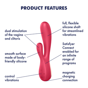 Vibrador Vaginal e Ponto G com Estimulador de Clitóris - Rosa - Mono Flex - Satisfyer