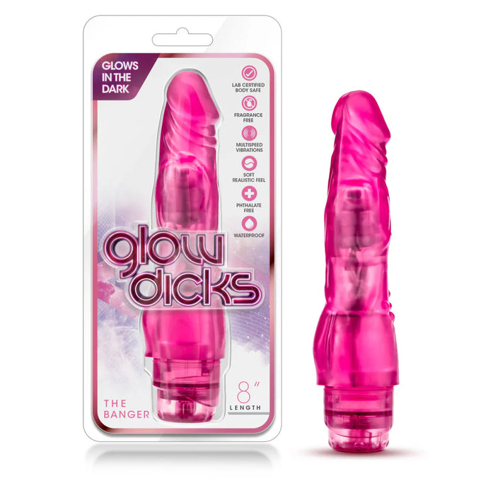 Vibrador realístico - 21 cm - Rosa - The Banger - Glow Dicks 