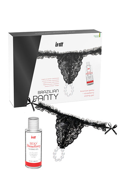 Kit com cueca brasileira com pérolas e lubrificante - INTT