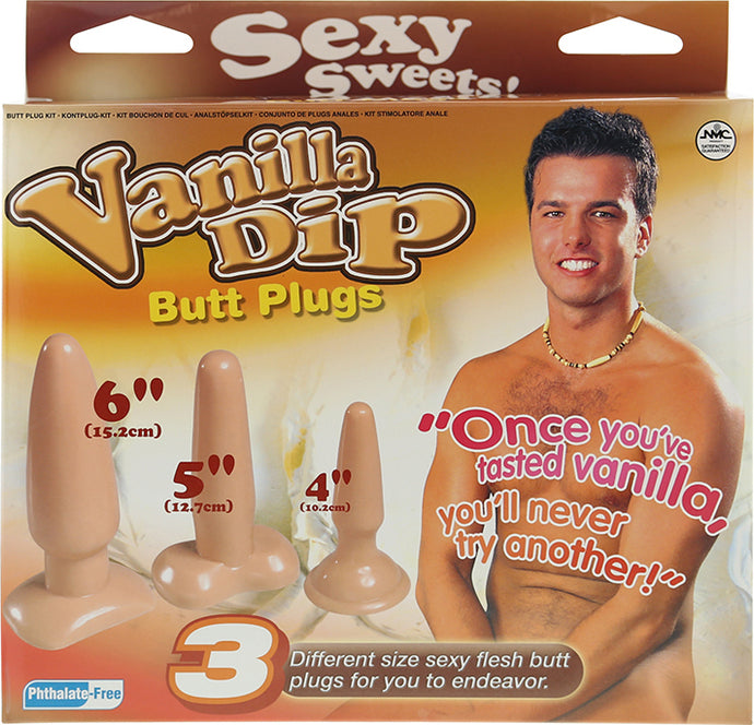Kit 3 Plugs anais com ventosa - Vanilla Dip