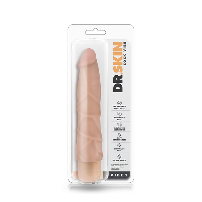 Vibrador Realístico Dr. Skin Vibe 1 19,5cm Cores: Beige / Chocolate