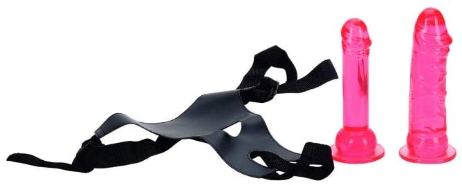 Strap-on com 2 dildos - Crotchless Strap-on Harness