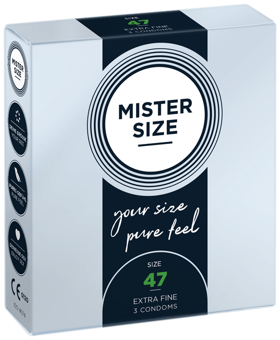 Preservativos Extra Finos Pure Feel - tam. 47 - 3un - Mister Size