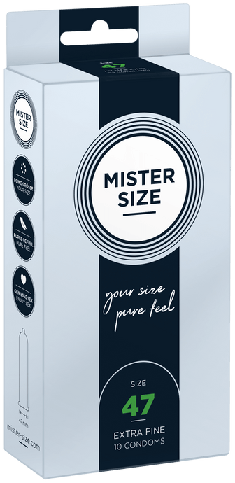 Preservativos Extra Finos Pure Feel - tam. 47 - 10un - Mister Size