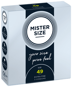 Preservativos Extra Finos Pure Feel - tam. 49- 3un - Mister Size