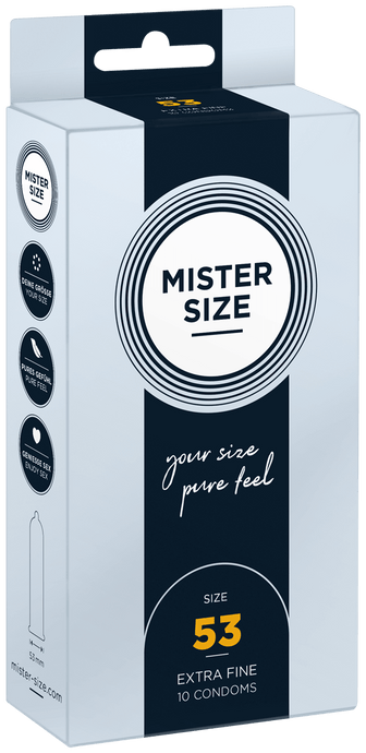 Preservativos Extra Finos Pure Feel - tam. 53 - 10un - Mister Size
