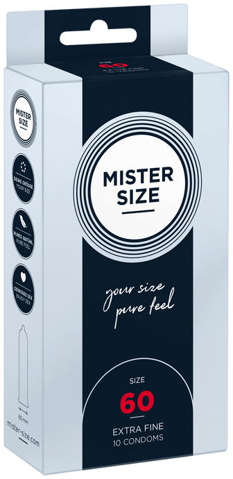 Preservativos Extra Finos Pure Feel - tam. 60 - 10un - Mister Size