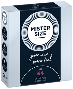 Preservativos Extra Finos Pure Feel - tam. 64 - 3un - Mister Size