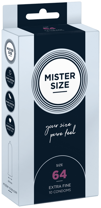 Preservativos Extra Finos Pure Feel - tam. 64- 10un - Mister Size