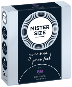 Preservativos Extra Finos Pure Feel - tam. 69 - 3un - Mister Size