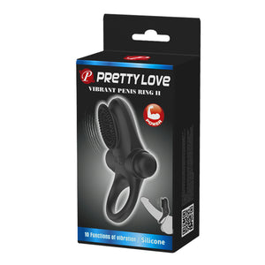 Anel peniano vibratório com estimulador de clitóris texturizado - PRETTY LOVE Ring II