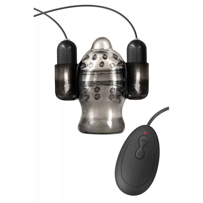 Masturbador masculino com dupla vibração - Penis Glans Stimulator - Blue Junker