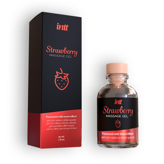 Gel Massagem Comestível Morango Efeito Quente INTT