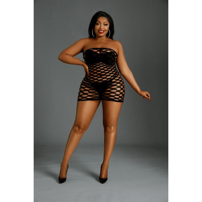 Mini vestido cai-cai malha aberta - Plus Size - 10 -  Moonlight