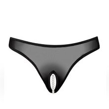Carregar imagem no visualizador da galeria, Tanga transparente com abertura e pérolas “Jade”
