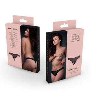 Tanga transparente com abertura e pérolas “Jade”