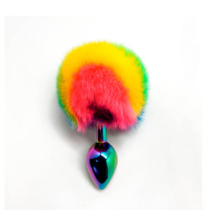 Plug Anal metálico com pompom arco-íris - M- Fillippi - Wooomy