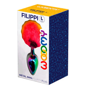 Plug Anal metálico com pompom arco-íris - L- Fillippi - Wooomy